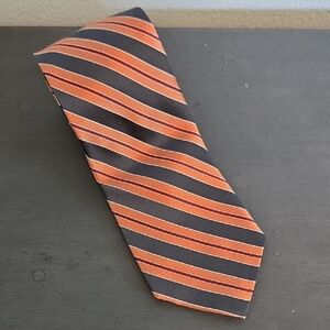 Perry Ellis Orange Striped Tie 100% Silk